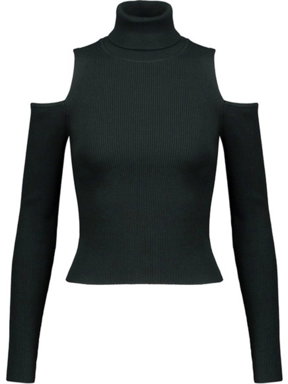 A.L.C. Ribbed Cold Shoulder Turtleneck Sweater Dark Green Size Medium